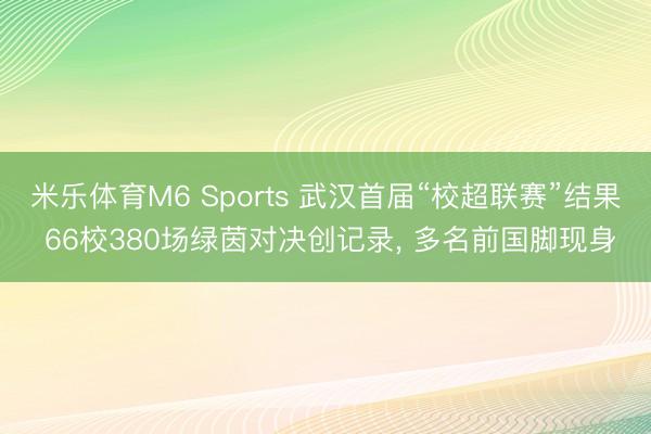米乐体育M6 Sports 武汉首届“校超联赛”结果 66校380场绿茵对决创记录, 多名前国脚现身