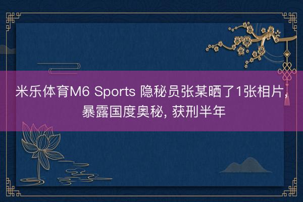 米乐体育M6 Sports 隐秘员张某晒了1张相片, 暴露国度奥秘, 获刑半年