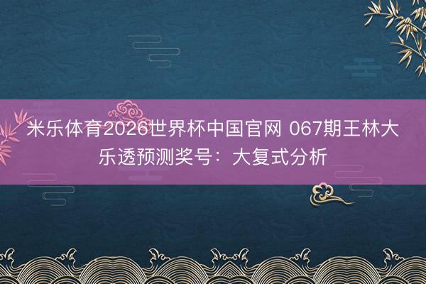 米乐体育2026世界杯中国官网 067期王林大乐透预测奖号：大复式分析