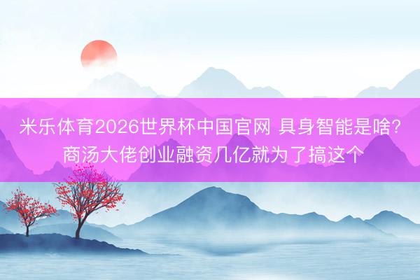 米乐体育2026世界杯中国官网 具身智能是啥? 商汤大佬创业融资几亿就为了搞这个