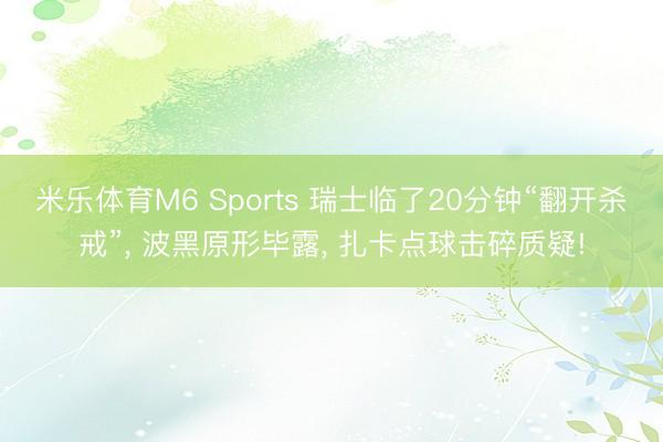 米乐体育M6 Sports 瑞士临了20分钟“翻开杀戒”， 波黑原形毕露， 扎卡点球击碎质疑!